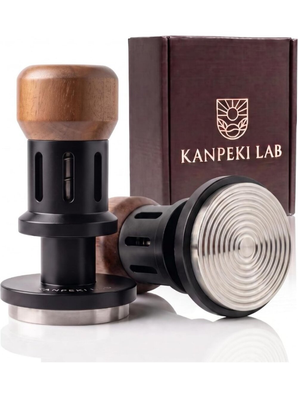 Calibrated 58mm Espresso Tamper | Self-Leveling, Spring-Loaded, Walnut Handle